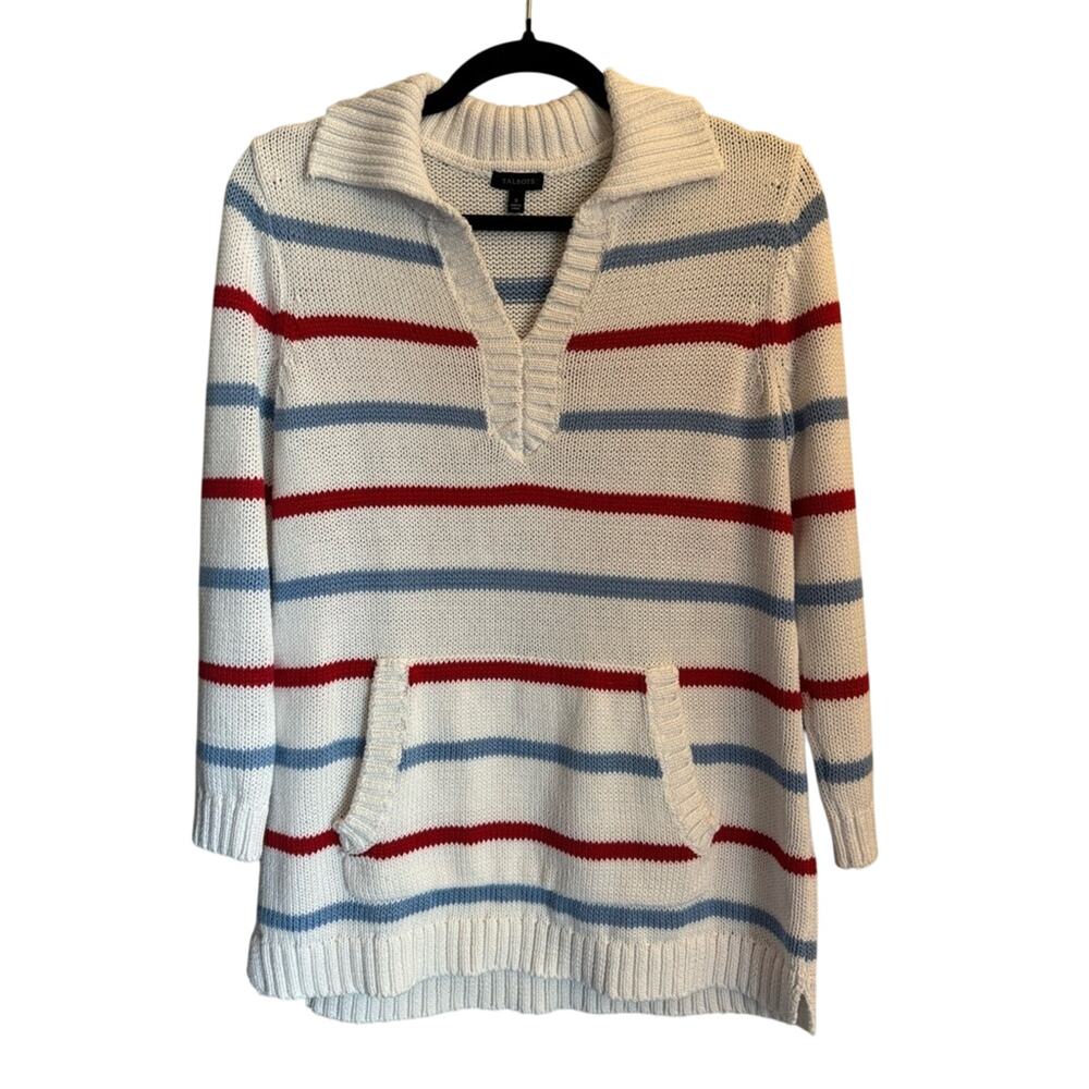 Talbots Johnny Collar Women’s Small Nautical Stripe Sweater Summer Cotton